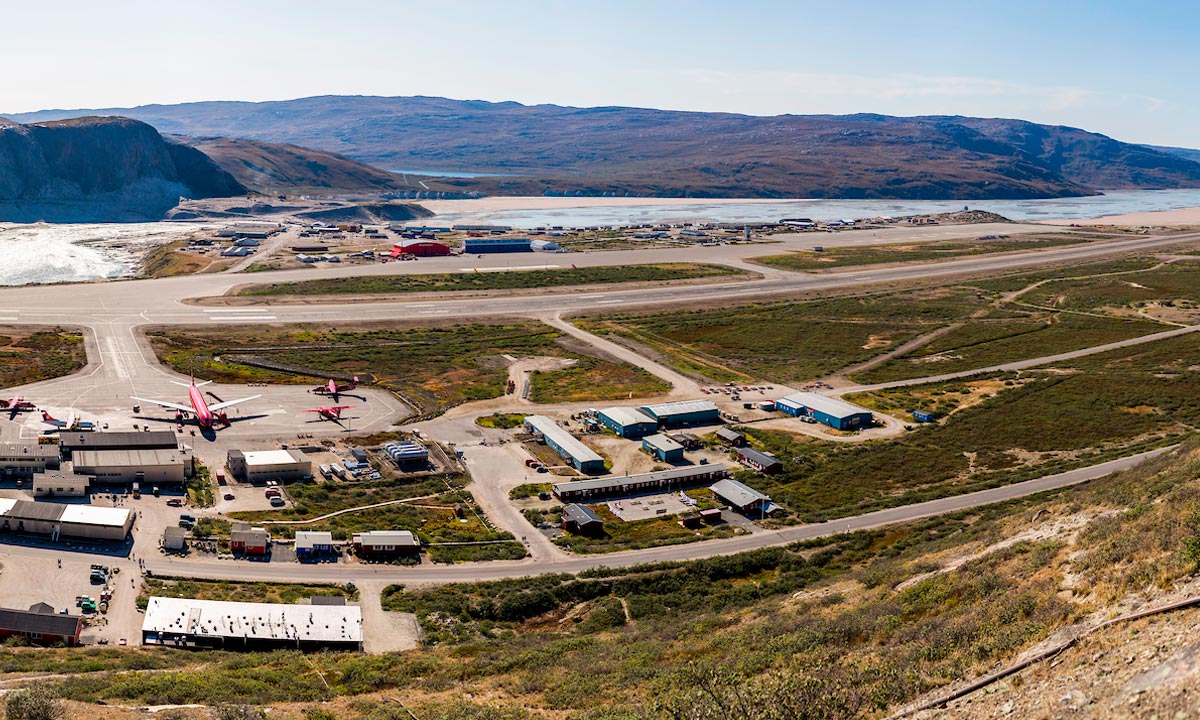 Panorama dell'aeroporto di Kangerlussuaq, Groenlandia.